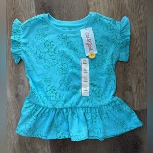 Cat & Jack Turquoise Floral Short Sleeve Tee